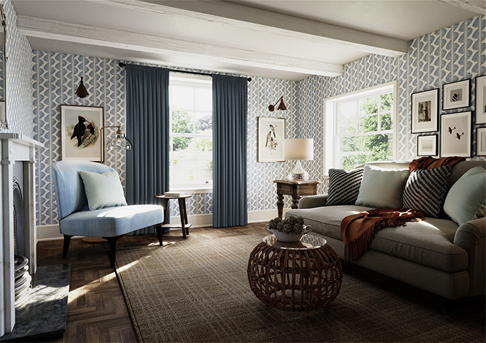 Akoya Faux Silk, Lustre Ink Blue - Made to Measure Curtain - Image 7